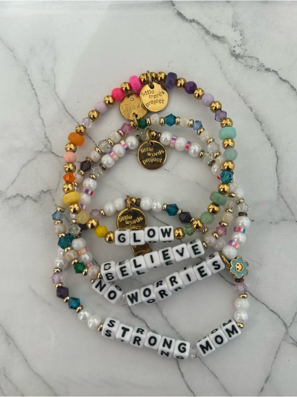 Little Words Project Multicolor 'Glow' Message Beaded Bracelet